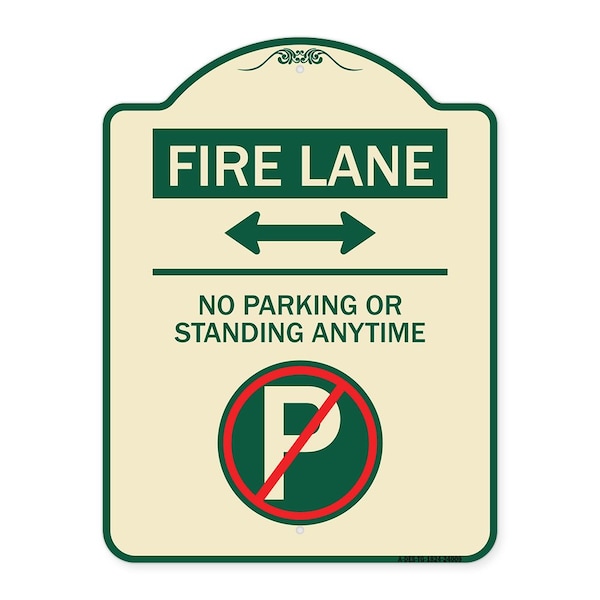 Signmission Fire Lane No Parking or Standing Anytime Heavy-Gauge Aluminum Sign, 24" x 18", TG-1824-24009 A-DES-TG-1824-24009 - main